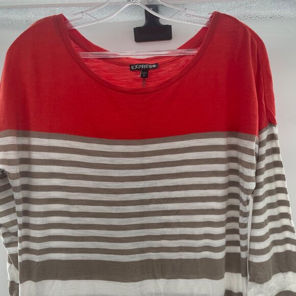 Express Women's Striped T-Shirt Dress 3/4 Sleeve Multicolor Size Large - Picture 2 of 9
